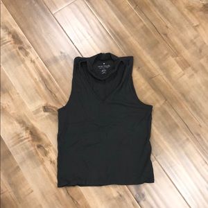 Grey Collar V neck tank top